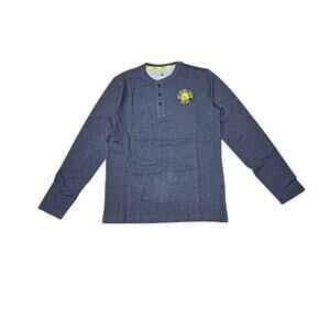 Ski-Doo Men's Waffle Knit Thermal Long Sleeve Henley Denim Blue NWT